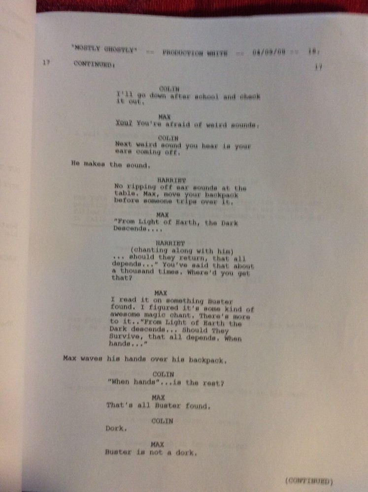 ORIGINAL SCRIPT MOSTLY GHOSTLY STERLING BEAUMON NOAH CYRUS R L STINE