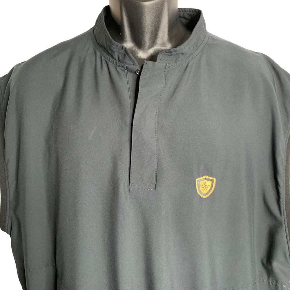 ZERO Restriction Golf Pullover Vest L Black Pockets Snaps Elastic Waist Vegas