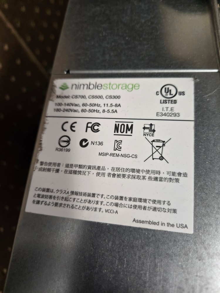 Nimble Storage CS300 Dual Controller Array CS300-2P-24T-2400F w/ 24tb HDD