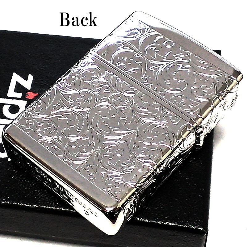 Zippo Lighter Arabesque Logo Silver Platinum plating 5 Sided Processing Regular
