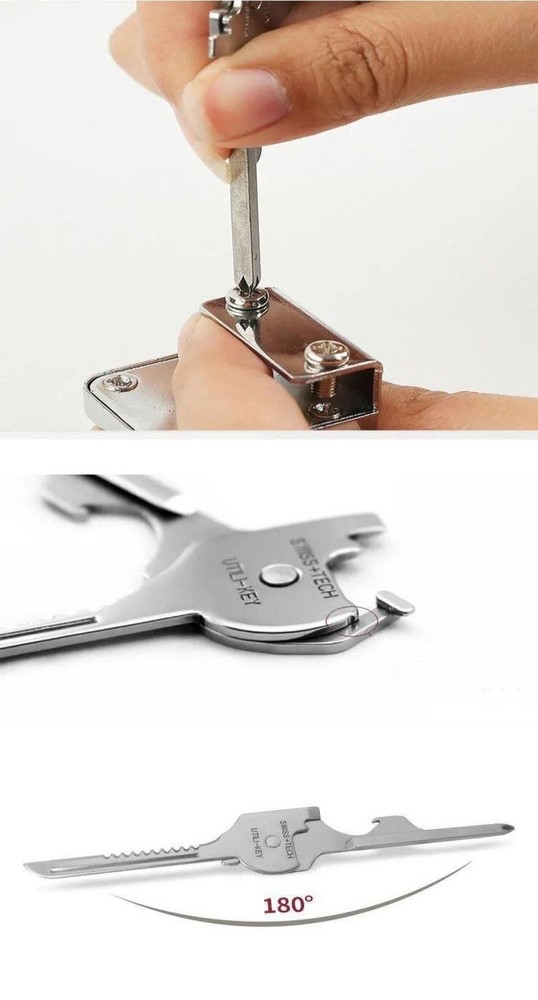 Portable EDC 6 In 1 Multi-Functional Stainless Utili-Key Opener Keychain Tool