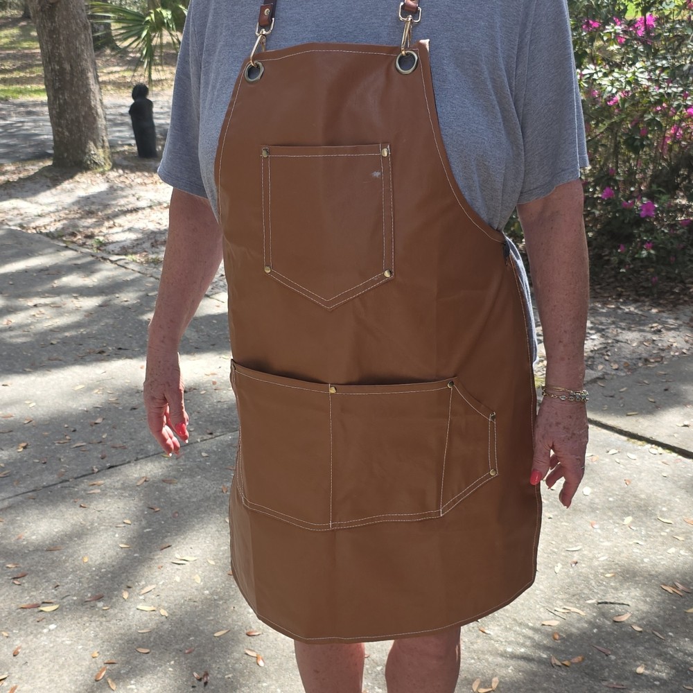 Three salon Work Aprons Brown, Black, & Tan with Multiple Pockets Unisex