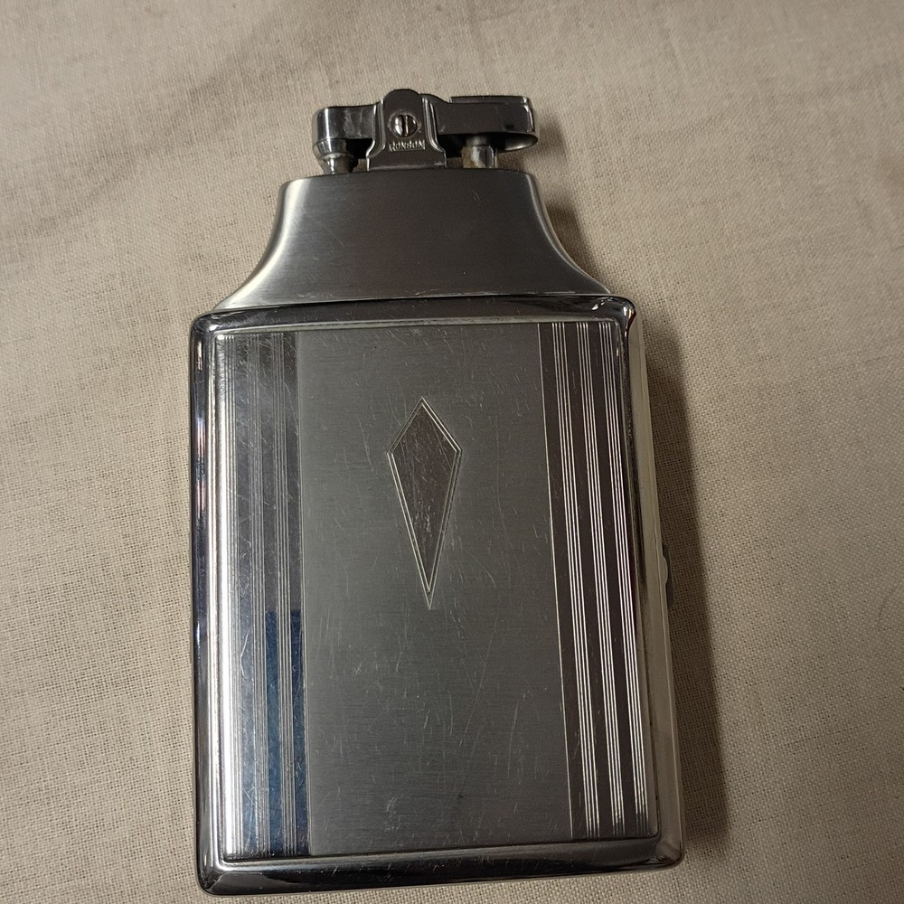 Antique Art Deco RONSON Lighter & Cigarette Case (Inscribed WB) Not tested