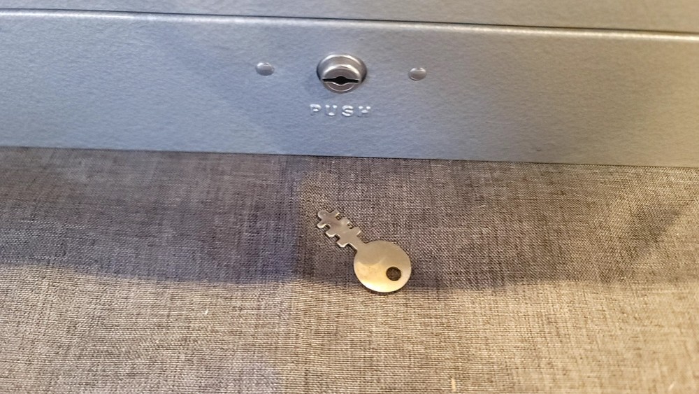 metal lock box and key 12" long