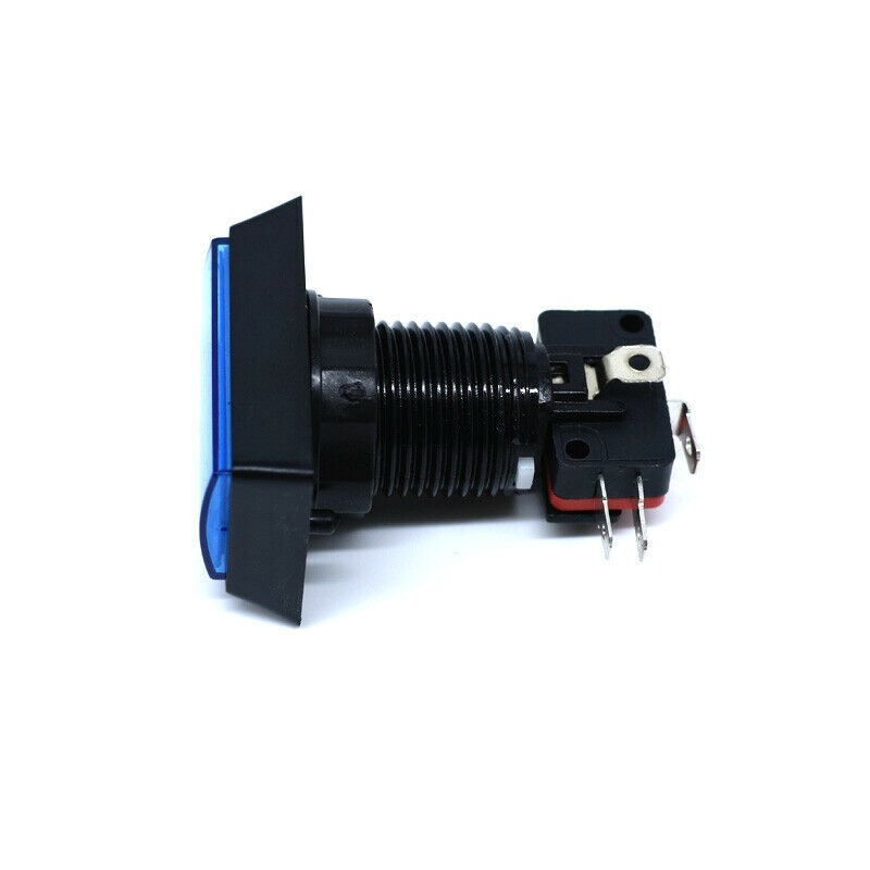 Blue Arcade Square Rectangle Buttons LED Push Illumilated W/ Microswitch B