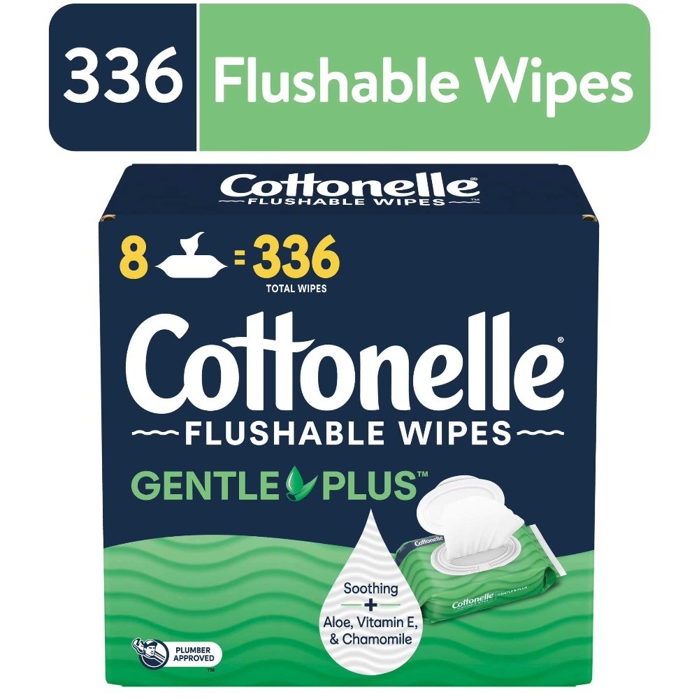 Flushable Wet Wipes Gentle Plus Hypoallergenic 8 Pack Refill Soft