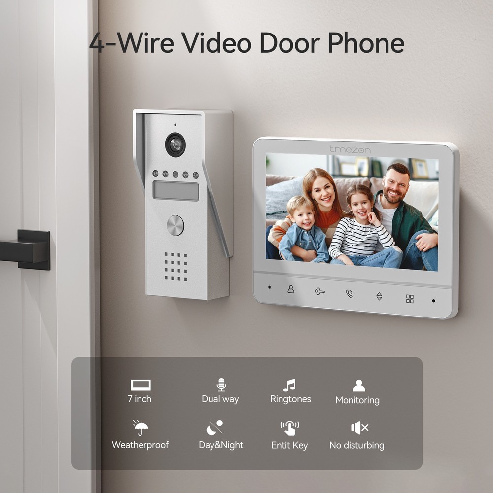 Video Doorbell Intercom Entry System 2x 7'' Monitor Support Unlock & Intercom