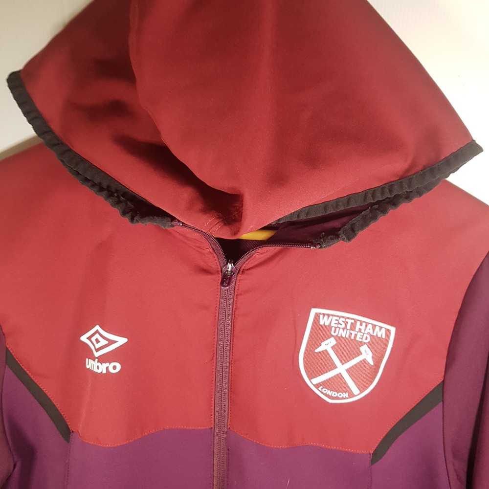 West Ham United Windbreaker Medium Unbro Red Maroon Full zip Polyester