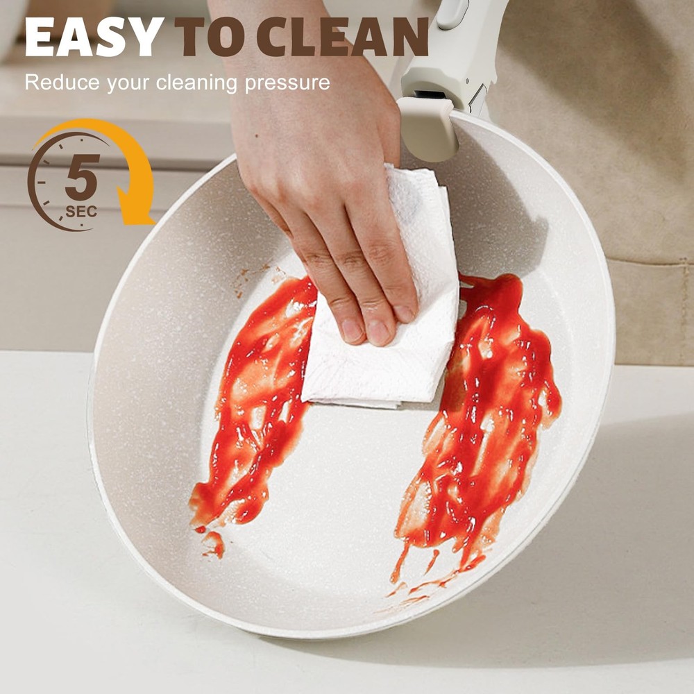 10 pcs Pots and Pan Set Non Stick with Detachable Handle Ceramic Cookware