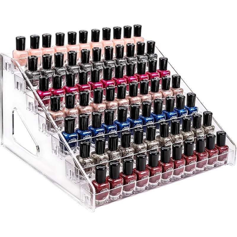 7 Tier Nail Polish Organizer Clear Easy Install Multi Purpose Storage Holder New
