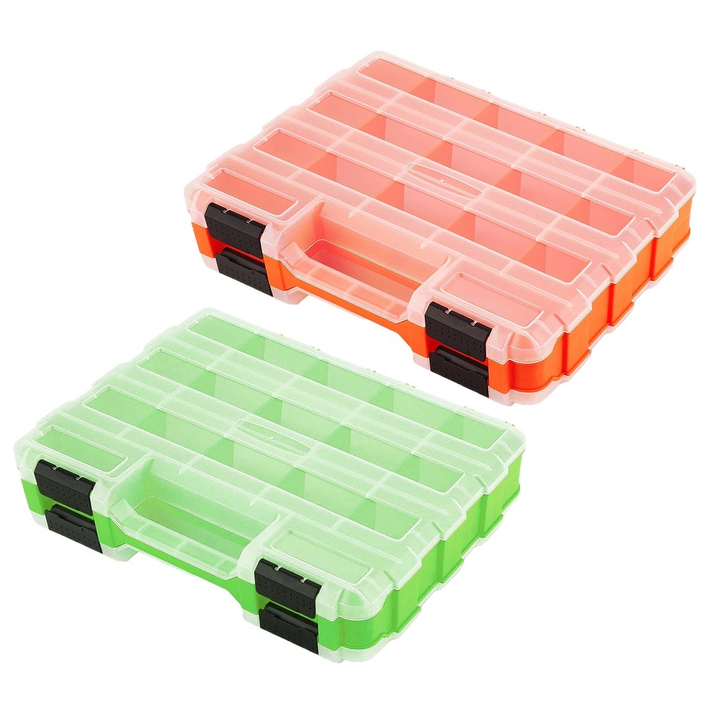 Double Side Tool Organizer With 34-Compartment Dividers Hardware Box Storage