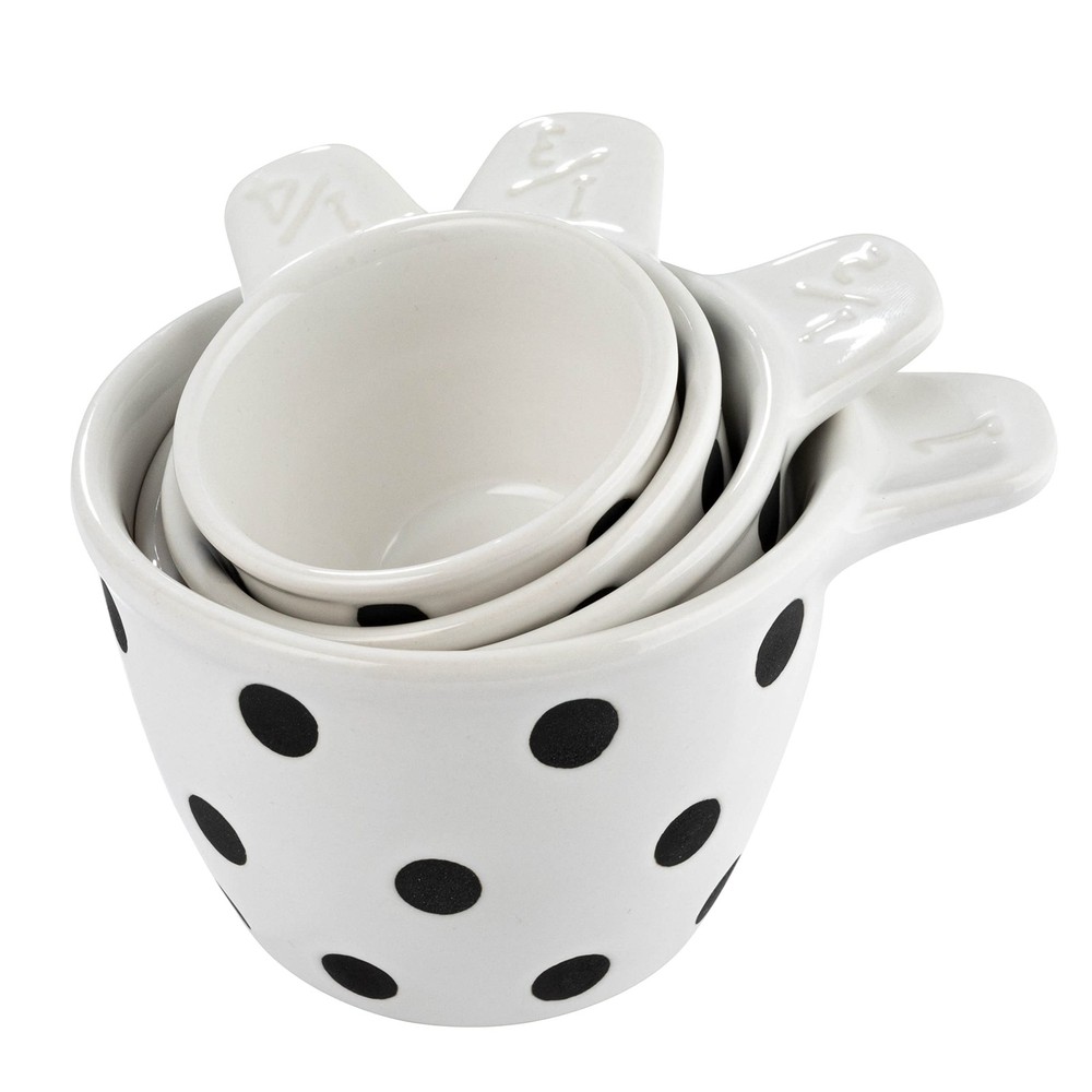 Set of 4 Ceramic Measuring Cups Black White
