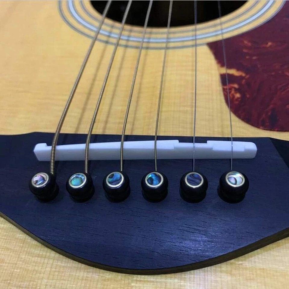Ebony Guitar Bridge Pins Endpin Inlaid Abalone Dot Replacement