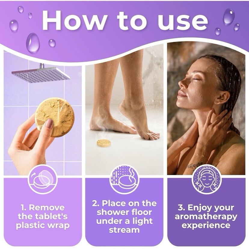 6 Piece Shower Steamers Aromatherapy w Essential Oils Gift Set