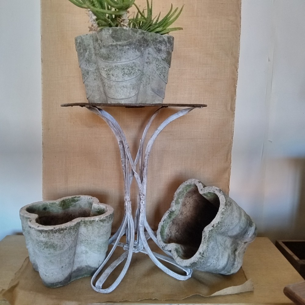 individual mid century cast stone planters