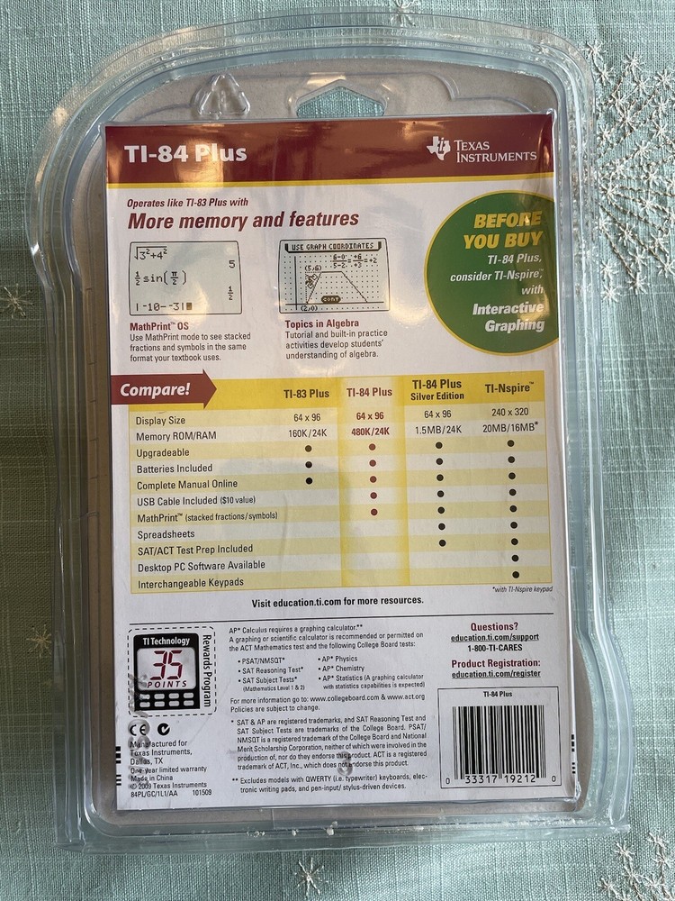 Texas Instruments TI-84 Plus Graphing Calculator - Black, New