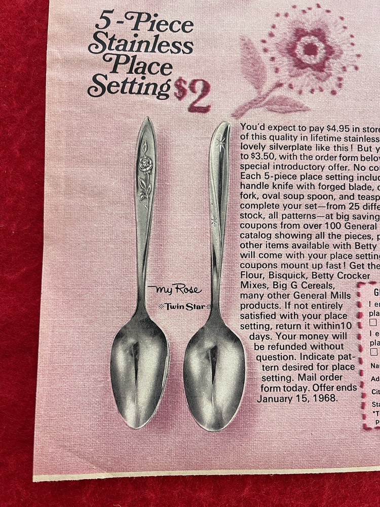 Vintage 1967 General Mills Stainless Flatware Print Ad Advertisement Only