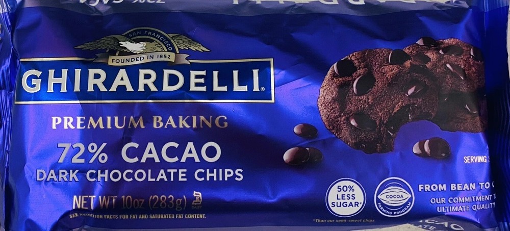 GHIRARDELLI 72% Cocoa Dark Chocolate Chips 10oz Premium Baking Chips