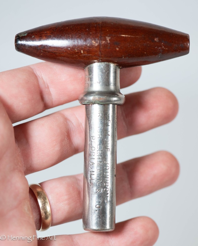 Antique 1899 Wine Bottle Cork Puller Extractor Elmore Bourbon Peoria, IL