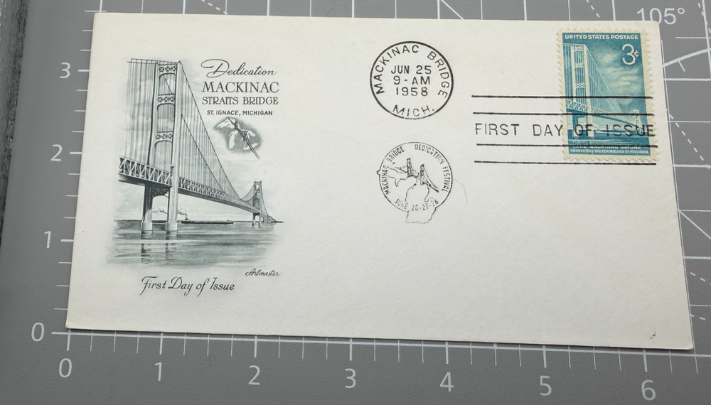 1958 Mackinac Straits Bridge dedication Sc 1109 FDC with Artmaster cachet