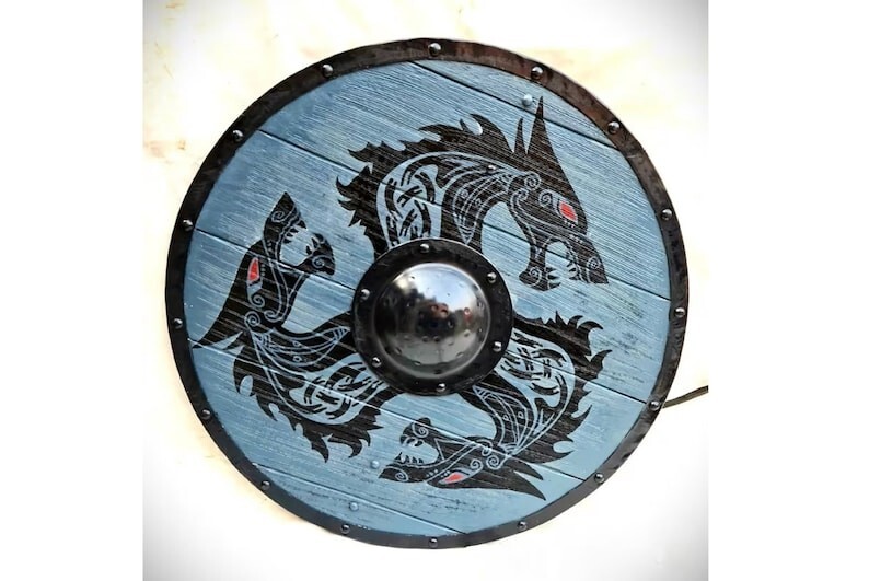 Medieval Viking Shield Wolf Authentic Battleworn Decorative Designer