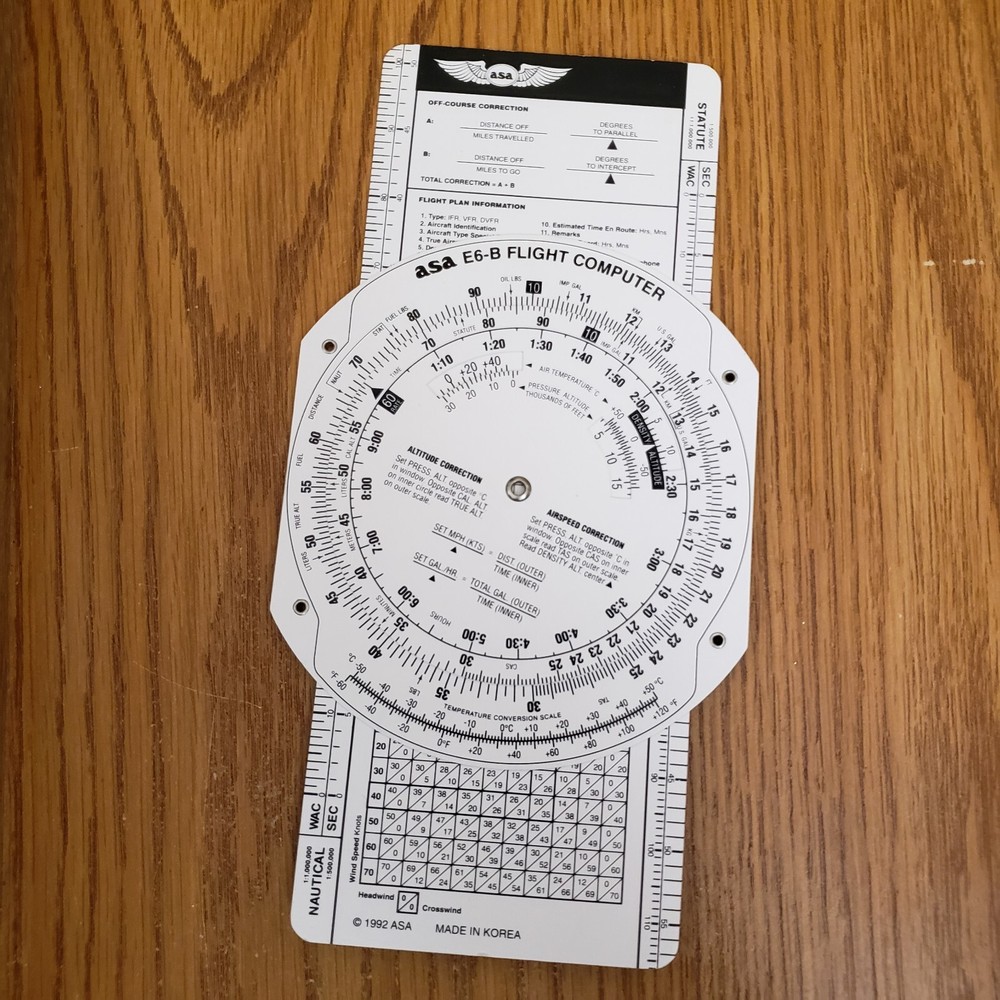 1992 ASA Air Classics E6-B Metal Flight Computer with Manual