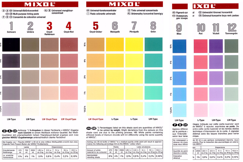 Standard Mixol 12-Color Set #1-12