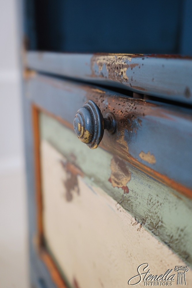 LF63660EC: Distressed Painted Finish Bookcase Desk Cabinet