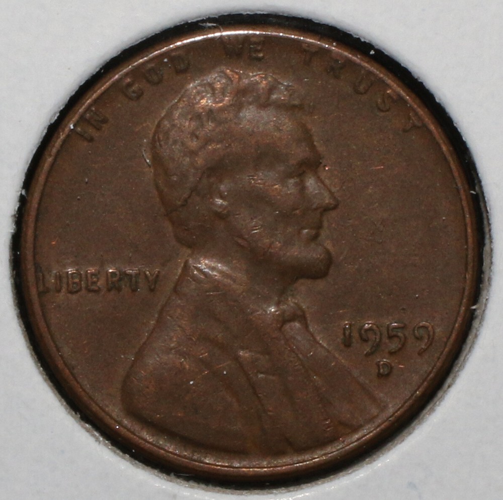 1959-D Lincoln Cent OBV Lamination Error - 09382