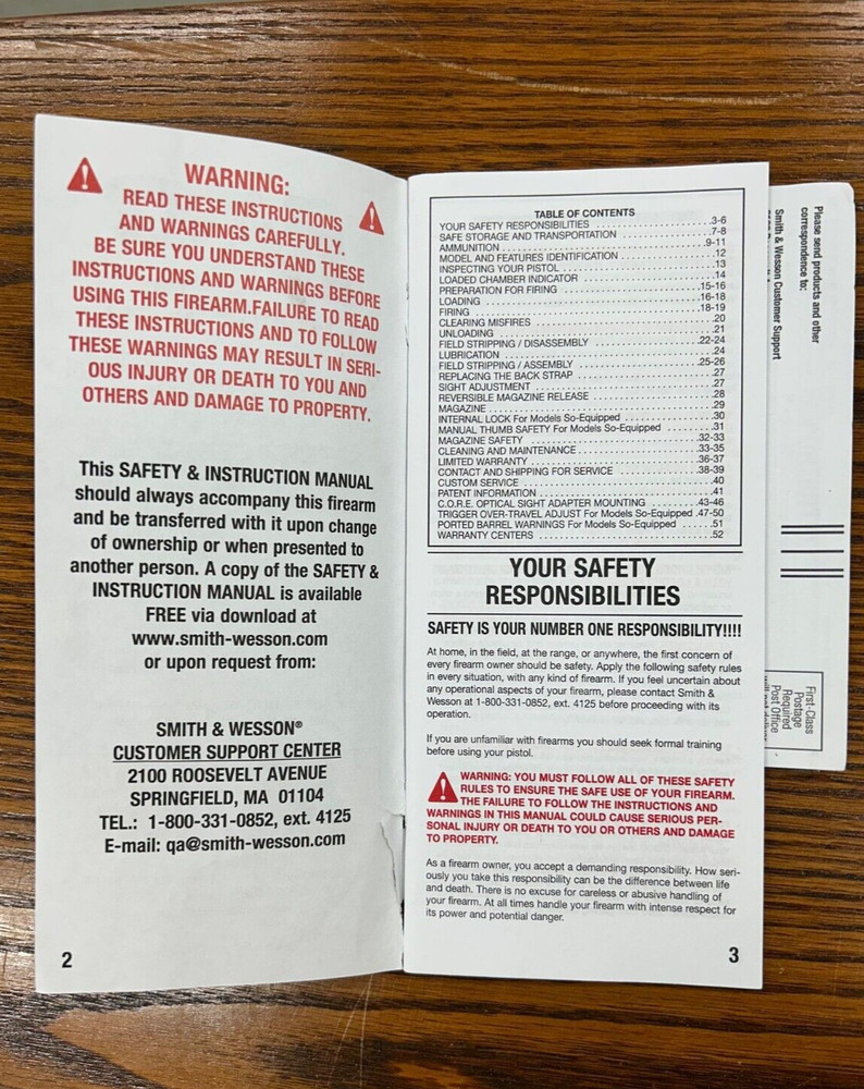 Smith & Wesson M&P Pistol Safety & Instruction Manual