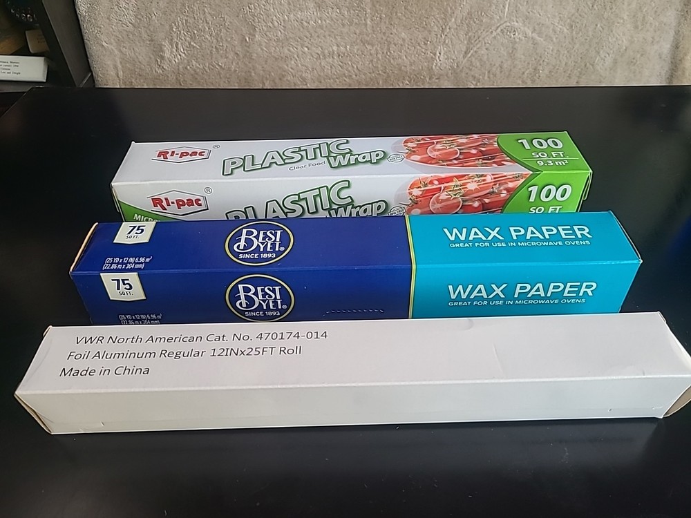 Plastic Wrap,Wax Paper,Foil Aluminum Regular 3 Pack