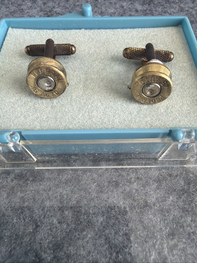 Federal Colt 45 Bullet Casing Cuff Links Gold