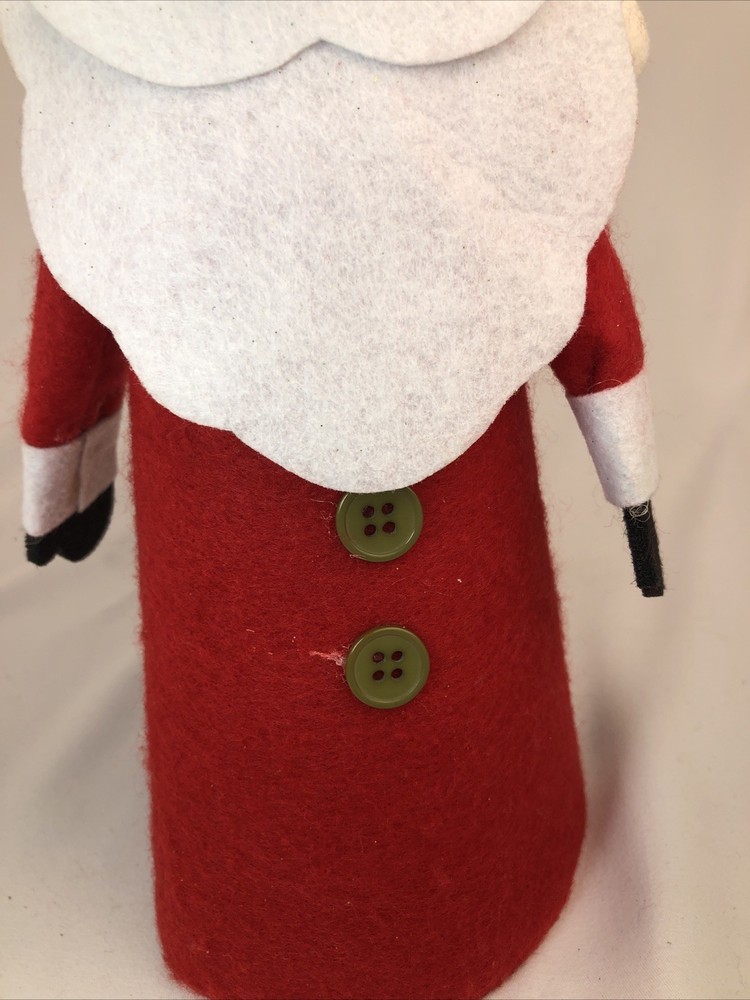 Felt Covered Cone Christmas Santa 10” Tall