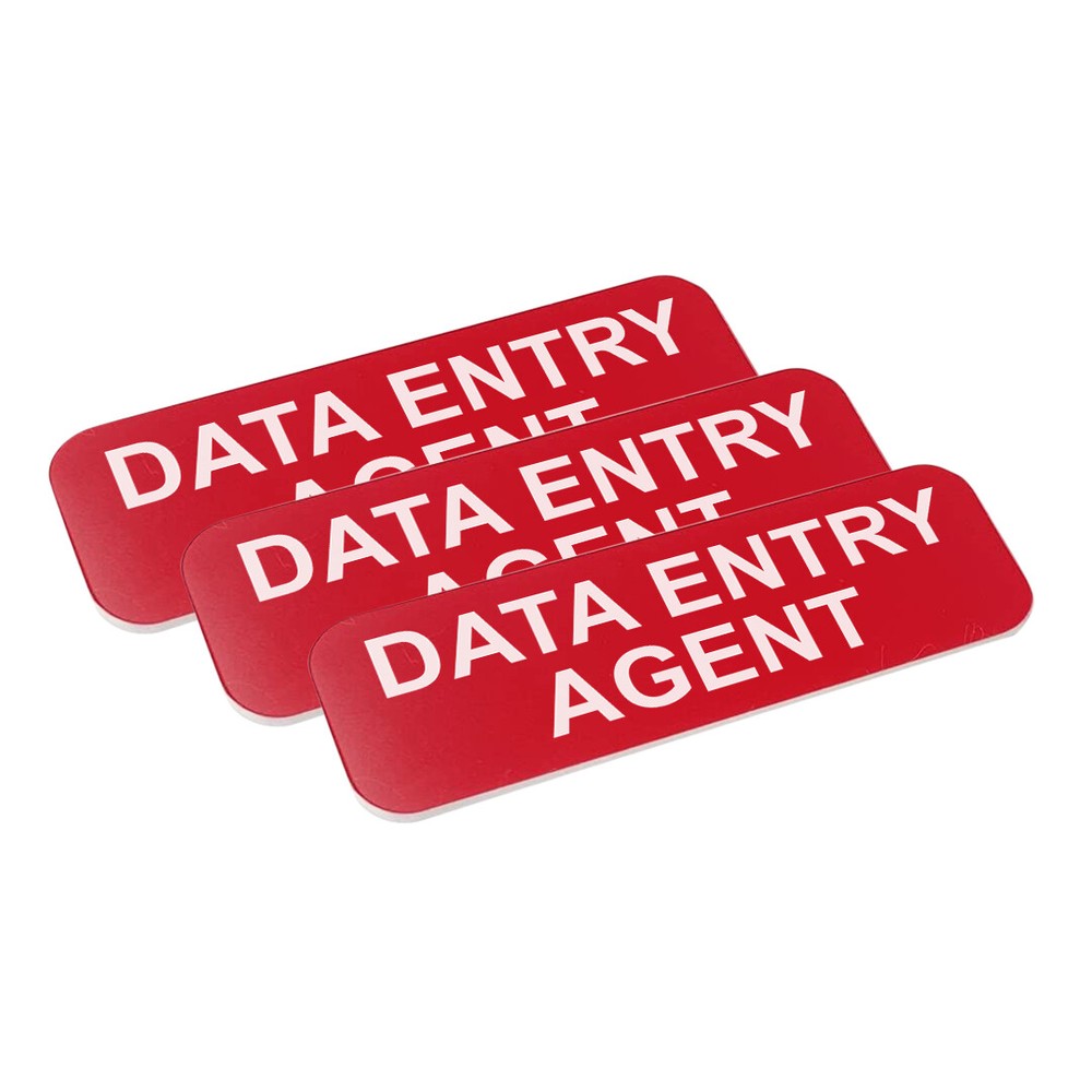 Data Entry Agent 1 x 3" Name Tag/Badge, (3 Pack)