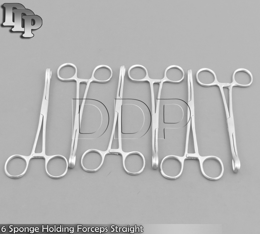 6 Sponge Holding Forceps Straight 6" Surgical Instruments