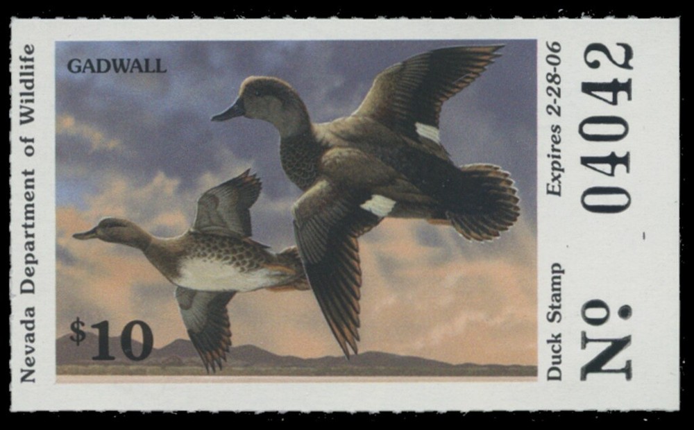 2005  Nevada State Duck Stamp Mint Never Hinged. Original Gum.