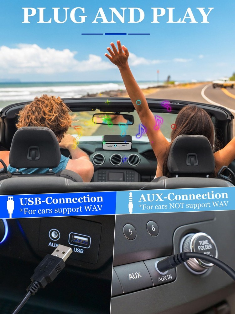 Portable Car CD Player with AUX, USB, Remote - Compatible with Android, Lapto...
