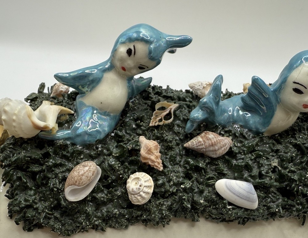 Vintage Ceramic Mermaids Sea Tissue Box