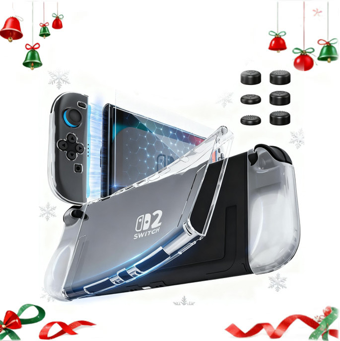 6 Silicone Thumb Caps + Dockable Cover TPU Case + Screen Protector for Switch 2