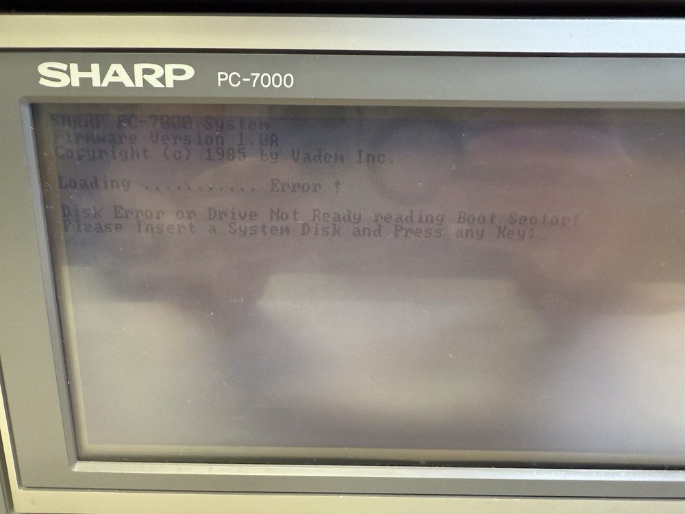 Sharp PC-7000 Vintage Personal Computer for Repair