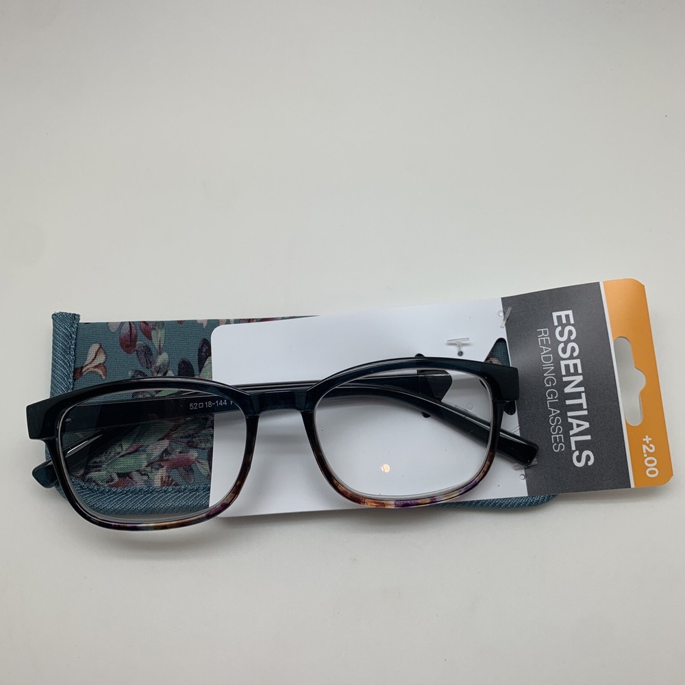 ESSENTIALS Foster Grant Misha Blue +2.00 Reading Glasses Readers