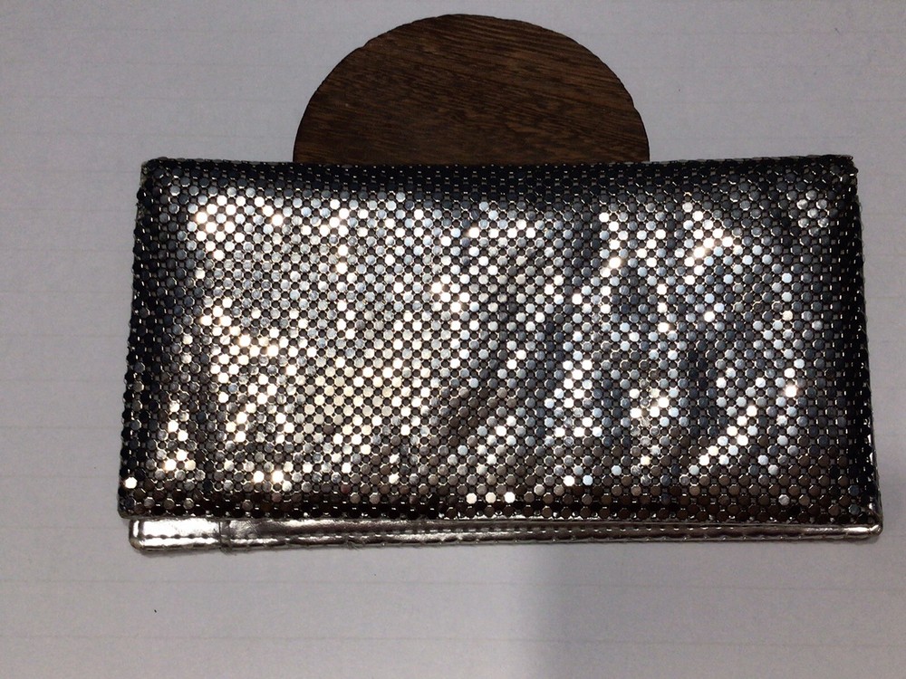 Whitting And Davis Silver Mesh Check Book Wallet