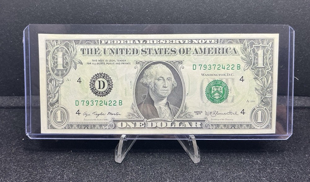 1977  $1 One Dollar Bill Note Offset Printing Error Back To Front Z253