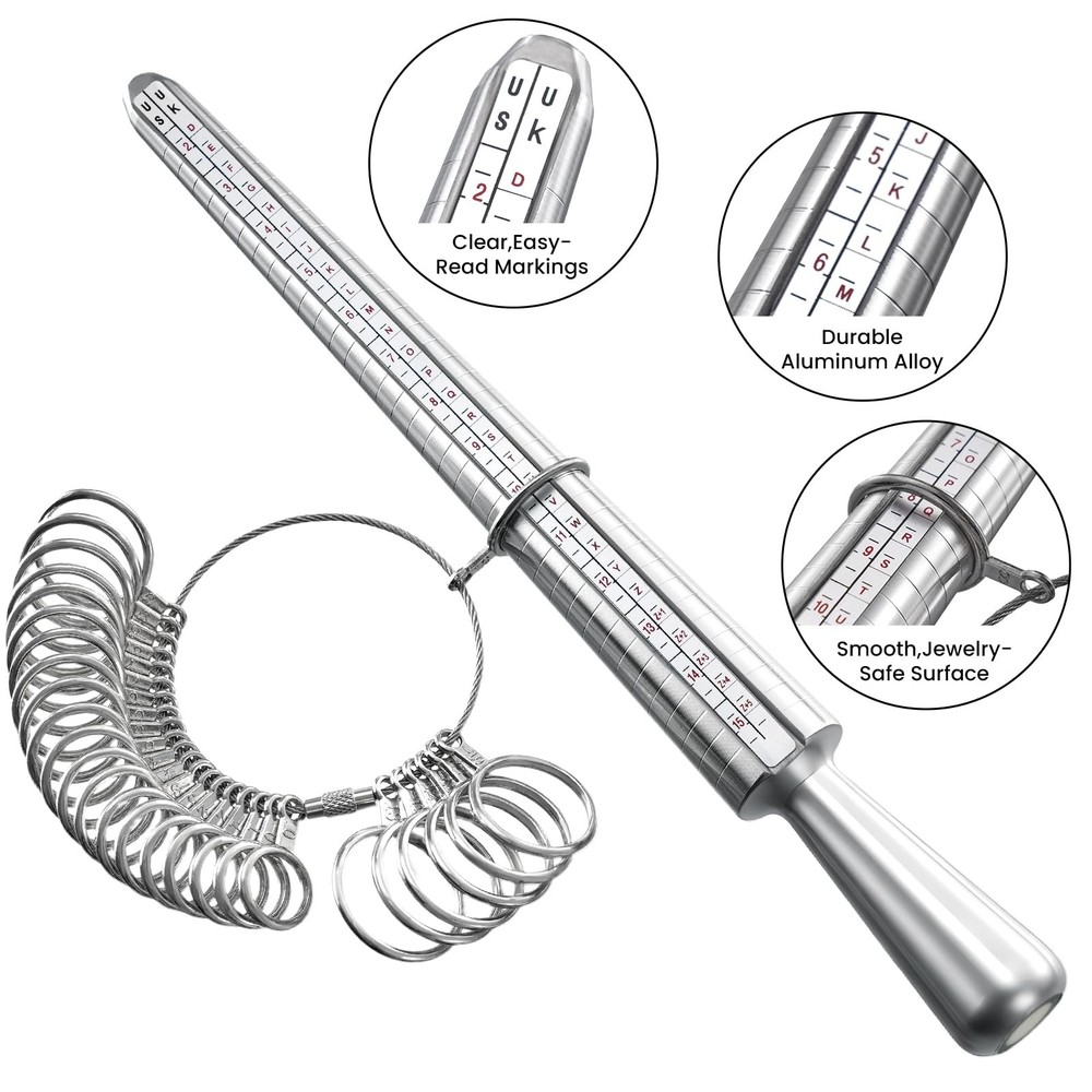 Meowoo Ring Sizer Measuring Tool Set, Gauges with Finger silvery