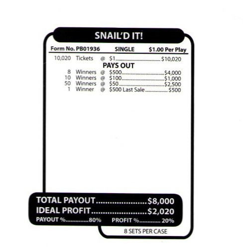 Pull Tickets - Pull Tabs - Jar - Game -Snail'D it