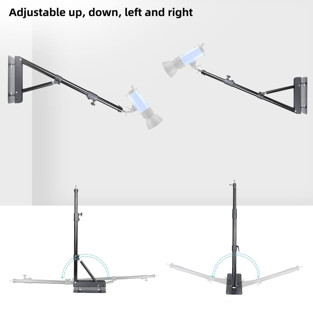 Ring Light Wall Mount Triangle Boom Arm 68"/173cm, Adjustable Camera Mount fo...
