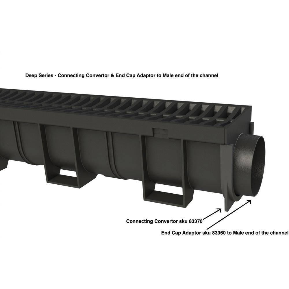Deep Series Black Coupling Convertor for Modular Trench and Channel Drain System