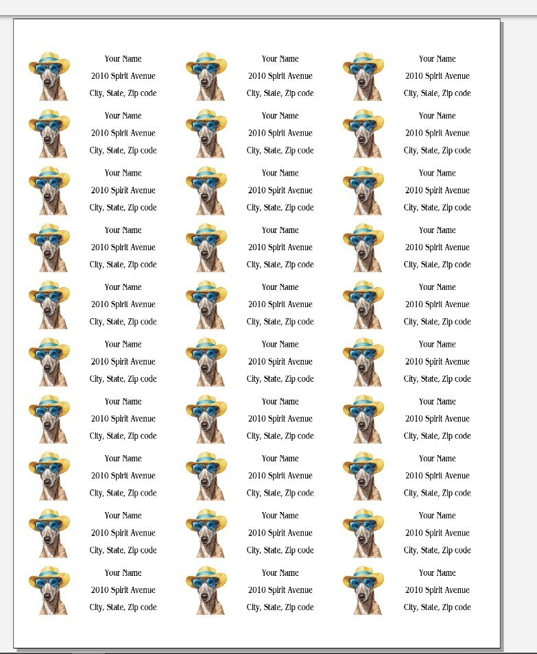 150 Cool Greyhound Glasses Hat Mailing Return Address Labels Personalized
