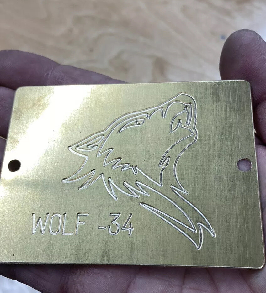 ARCTIC WOLF HOWLING SOLID BRASS MASTER ENGRAVING PLATE FOR NEW HERMES FONT TRAY