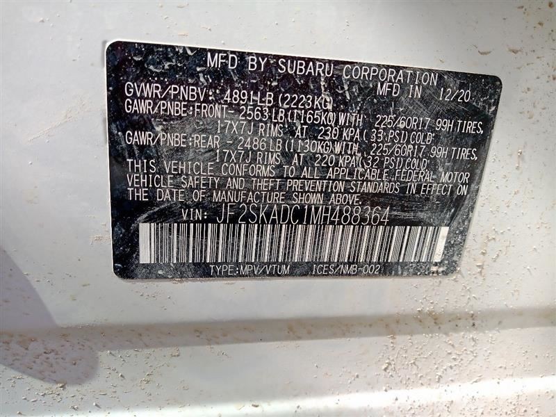 Front Windshield Mounted "Eye Sight" Camera from 2021 Subaru Forester 9362745